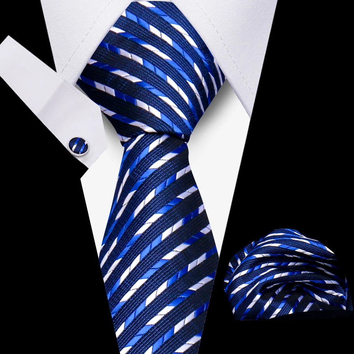 Men’s 3 - Piece Plaid Tie Set with Cufflinks & Hanky - The Crew