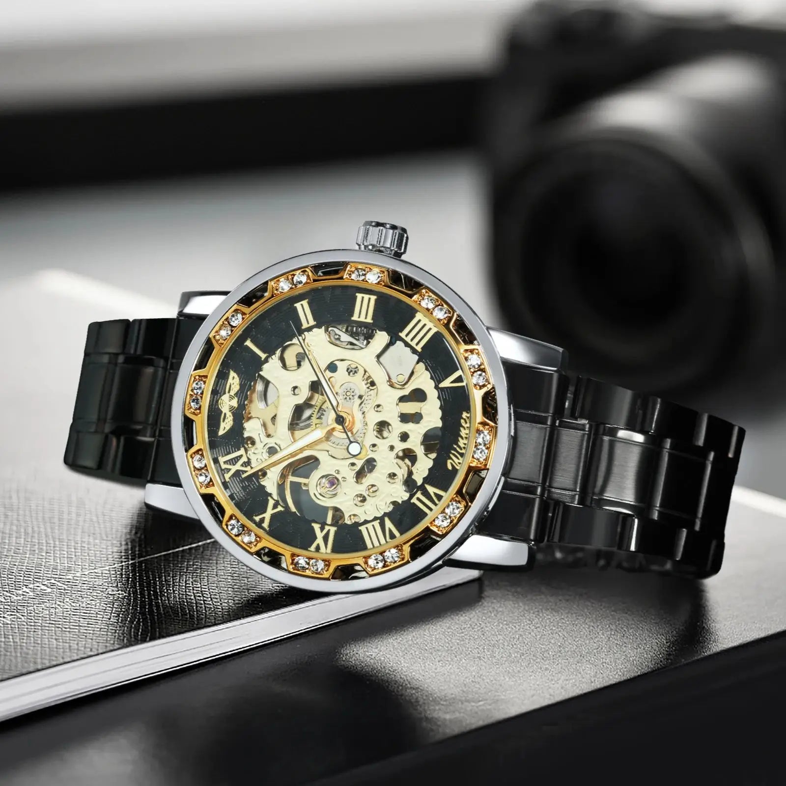 WINNER Gold Skeleton Mechanical Watch for Men - The Crew