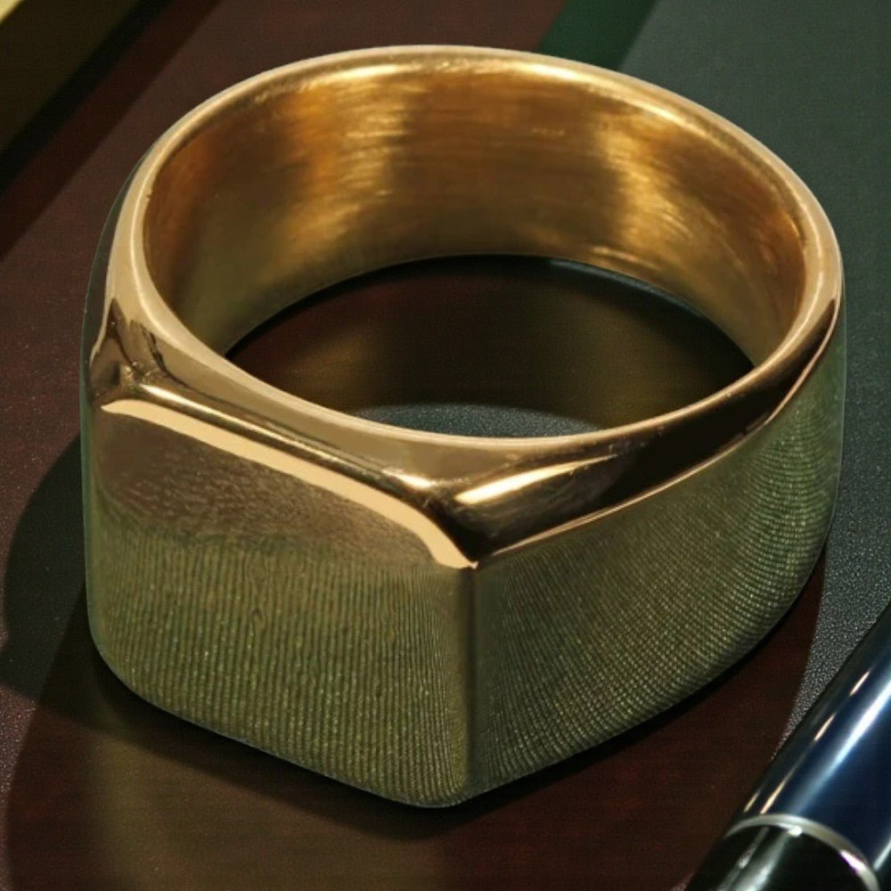 Square Stainless Steel Ring for Men – Black Gold Silver | The Crew - The Crew