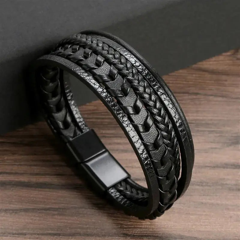 Classic Woven Leather Bracelet – Stylish & Durable – The Crew