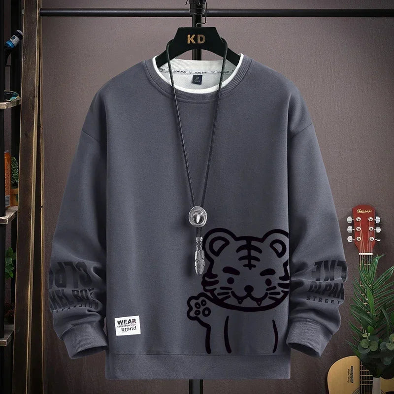 Man Wearing Japanese Tiger Street Sweatshirt Black – The Crew