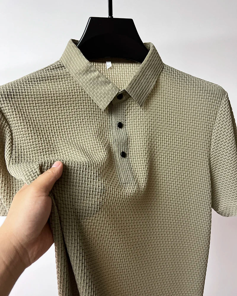 Beige solid polo shirt texture close-up – The Crew