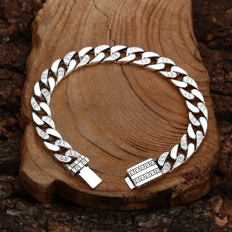 Unisex Vintage Fortune S925 Silver Cuban Bracelet