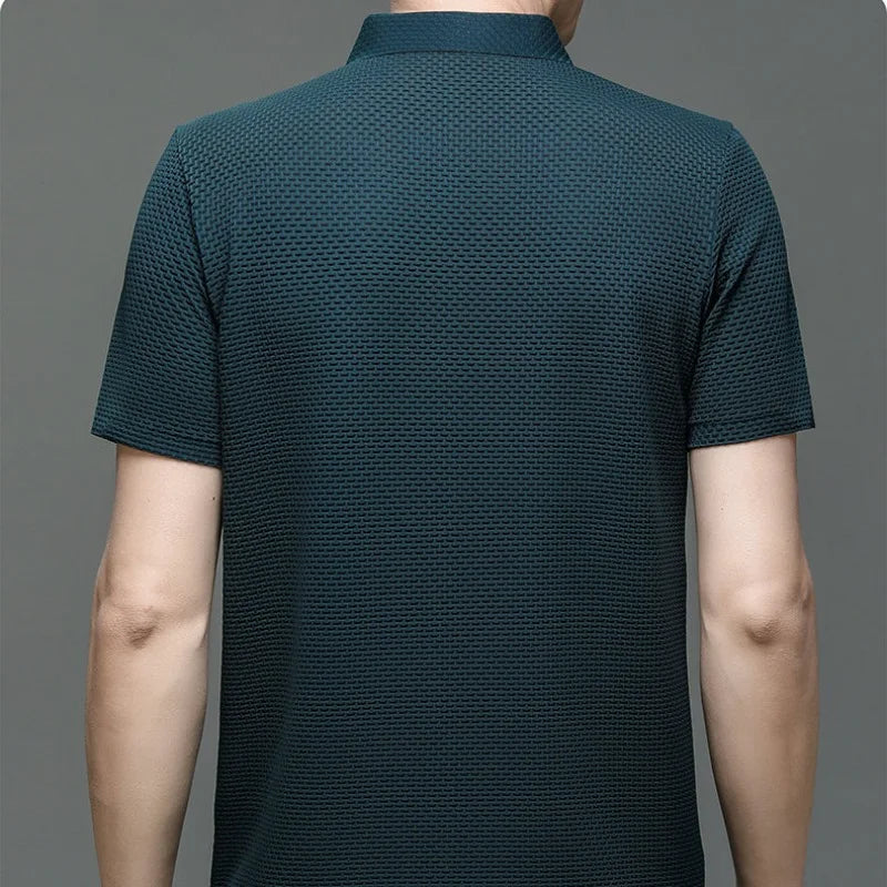 Men wearing green polo shirt rear – The Crew