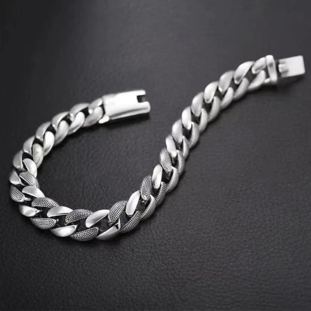 Unisex Retro Vanguard S925 Silver Wide Bracelet