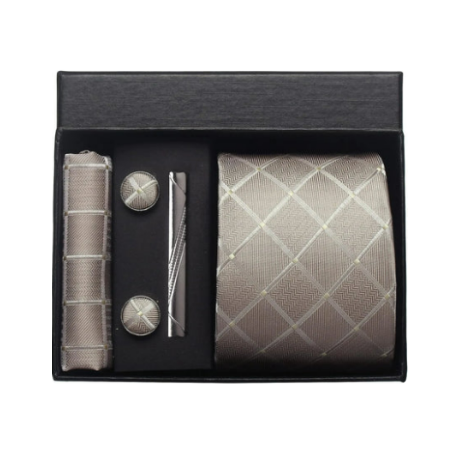 Men’s 100% Silk Tie Set with Cufflinks & Gift Box
