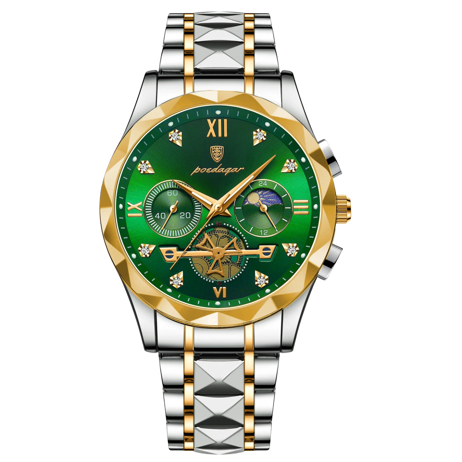 POEDAGAR 996 Chronograph Green Dial Stainless Steel – The Crew