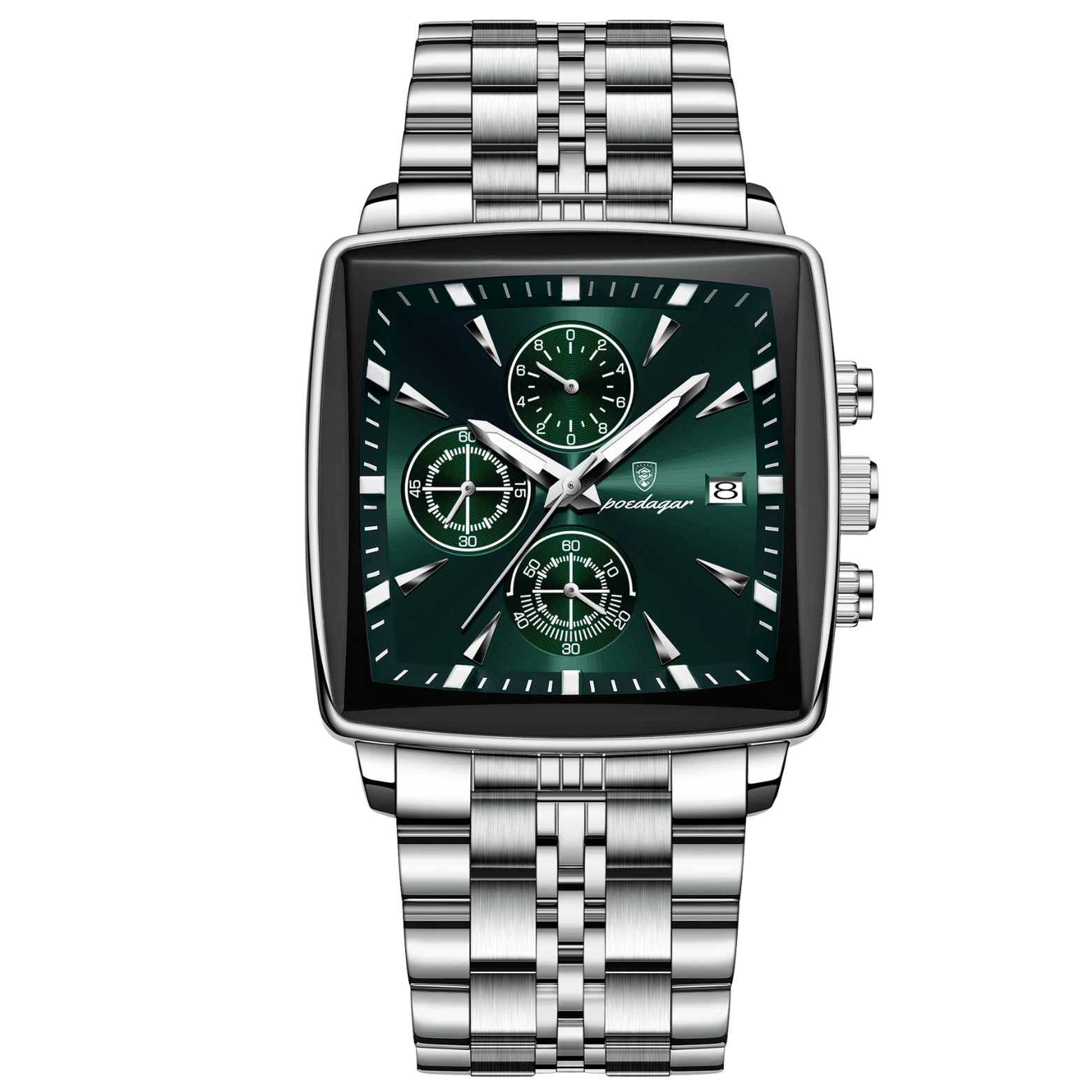 POEDAGAR 866-G Square Chronograph Green Dial – The Crew