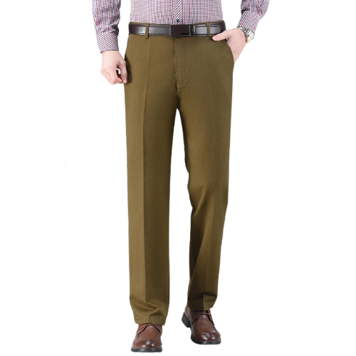 Khaki cotton casual pants front view men – The Crew