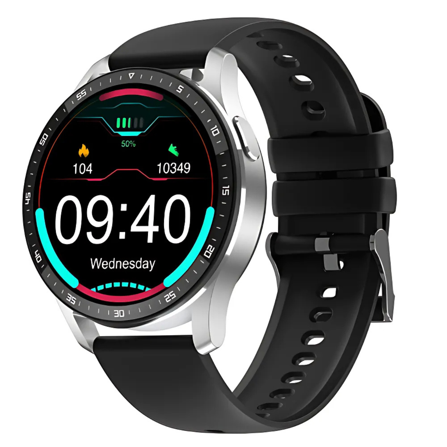 X7 Smartwatch with TWS Earbuds Black Band Front View – The Crew