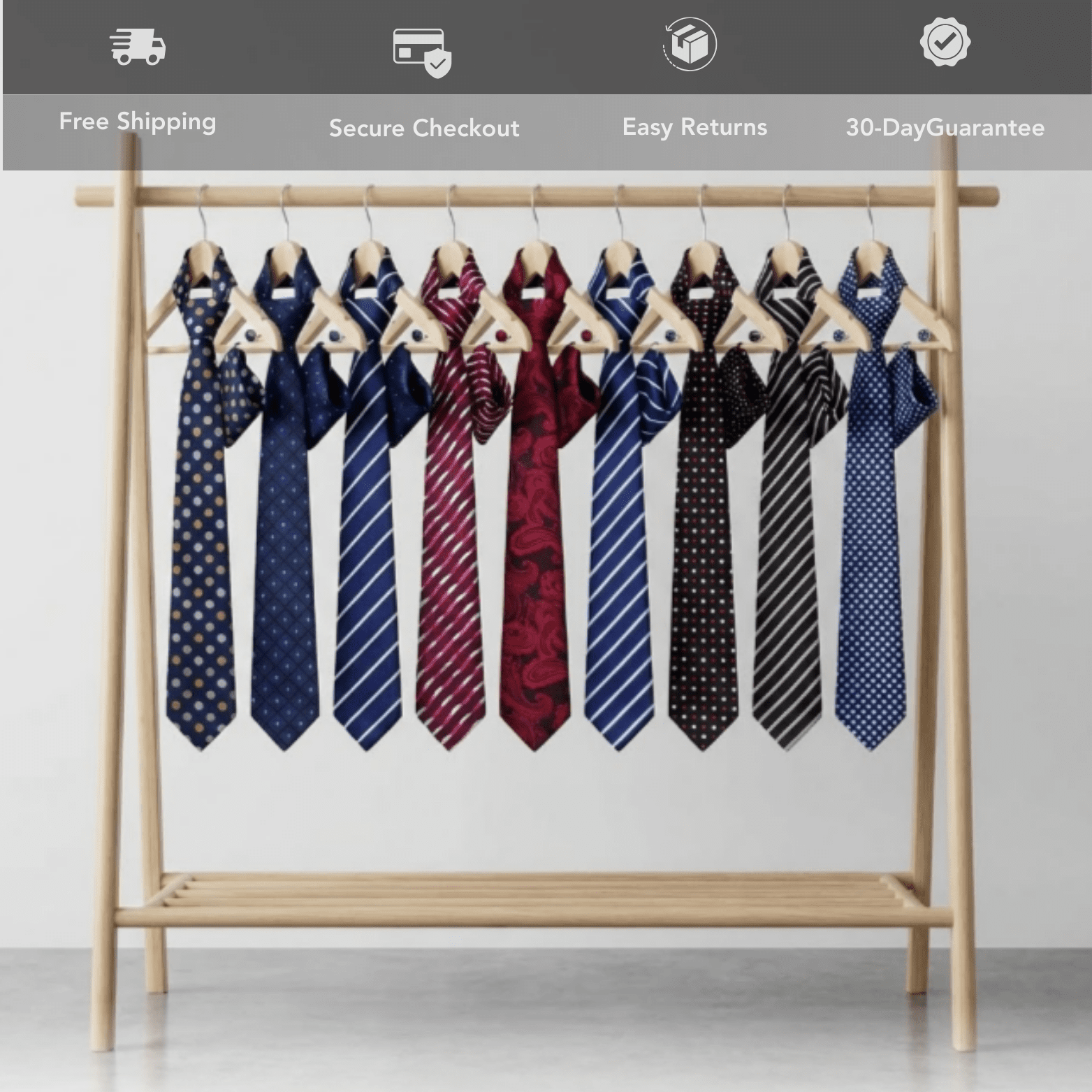 Men’s 3 - Piece Plaid Tie Set with Cufflinks & Hanky - The Crew