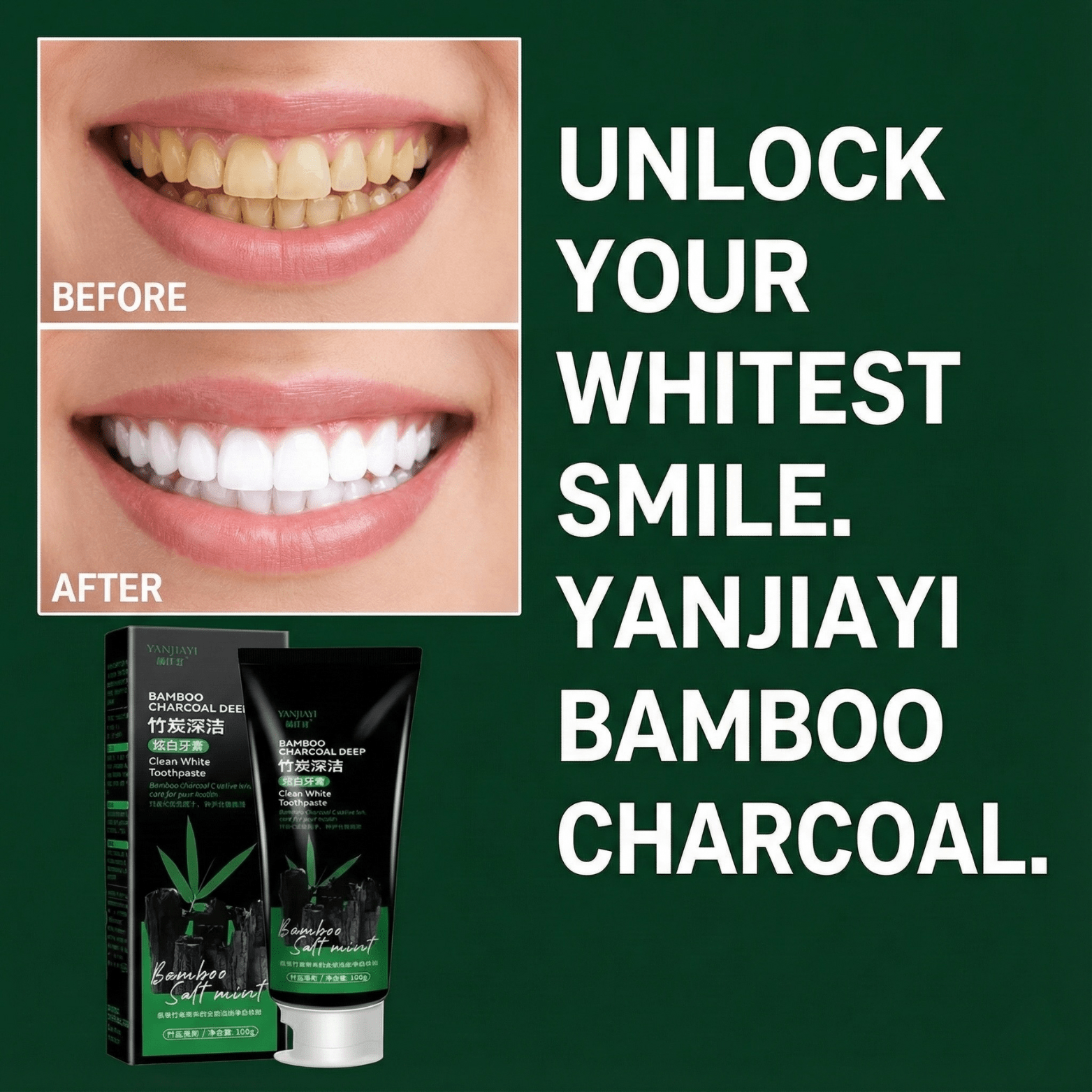 Bamboo Charcoal Black Toothpaste Deep Clean Mint 100g - The Crew