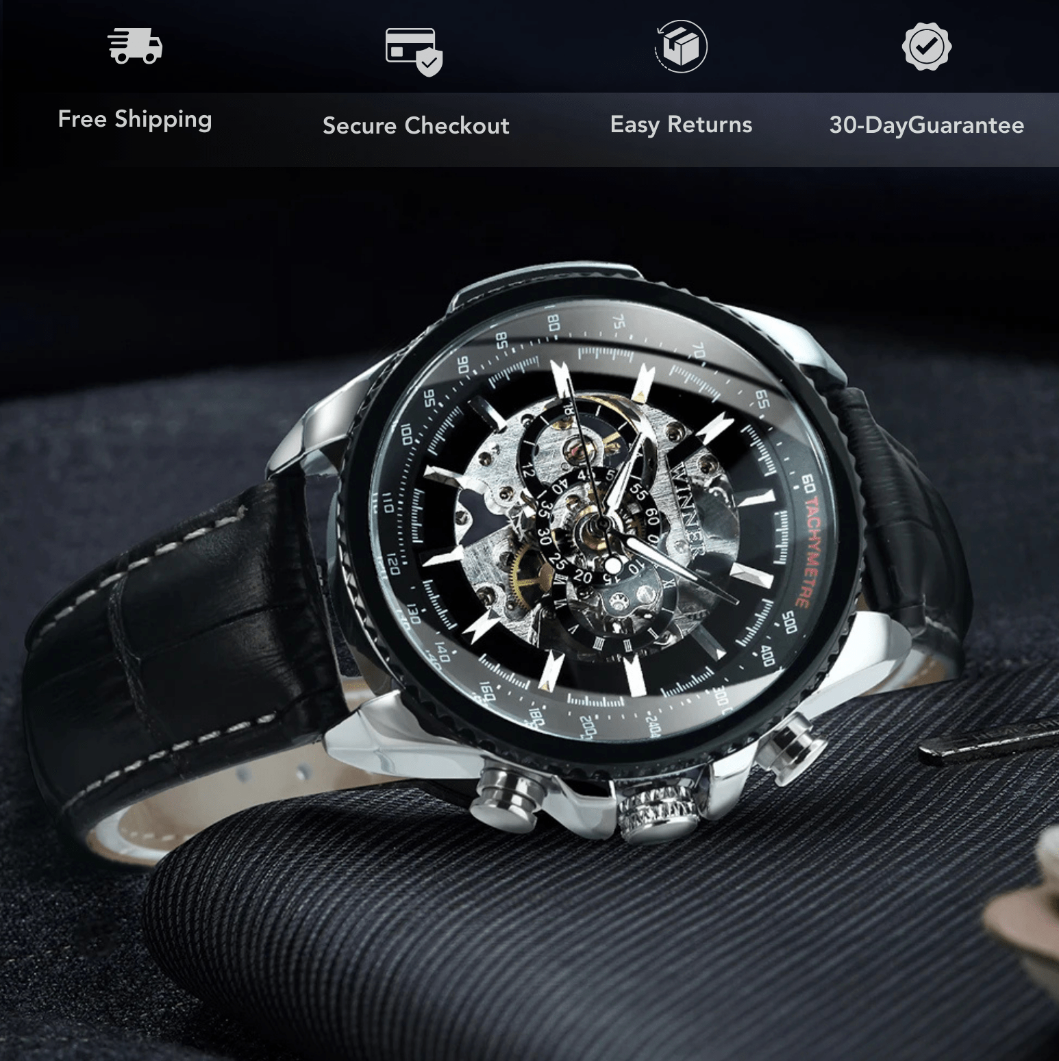 Winner Military Skeleton Automatic Watch for Men - The Crew