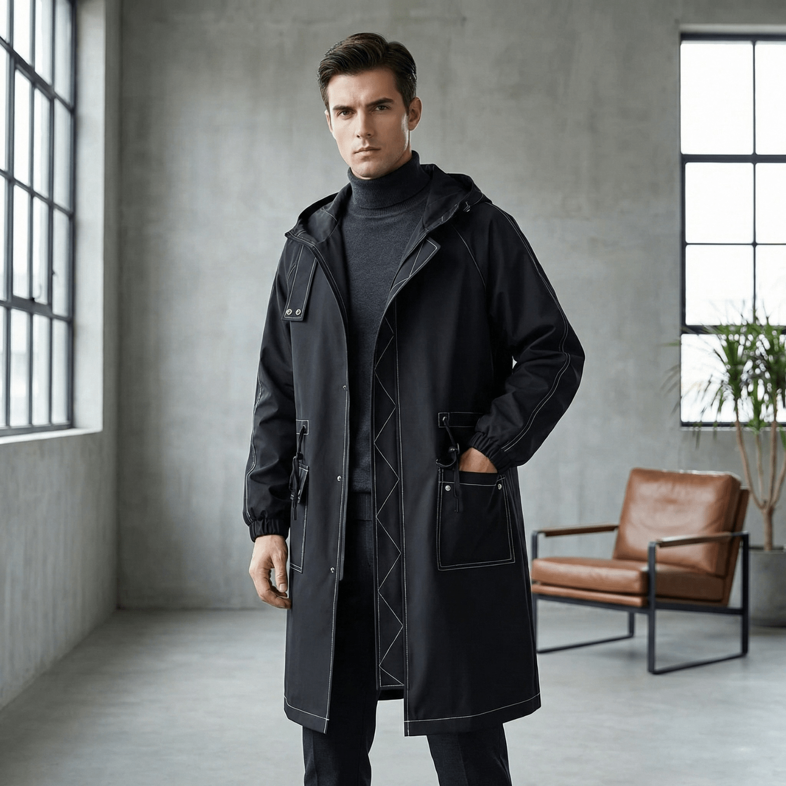 Korean Style Long Trench Coat for Men – Autumn Streetwear - The Crew