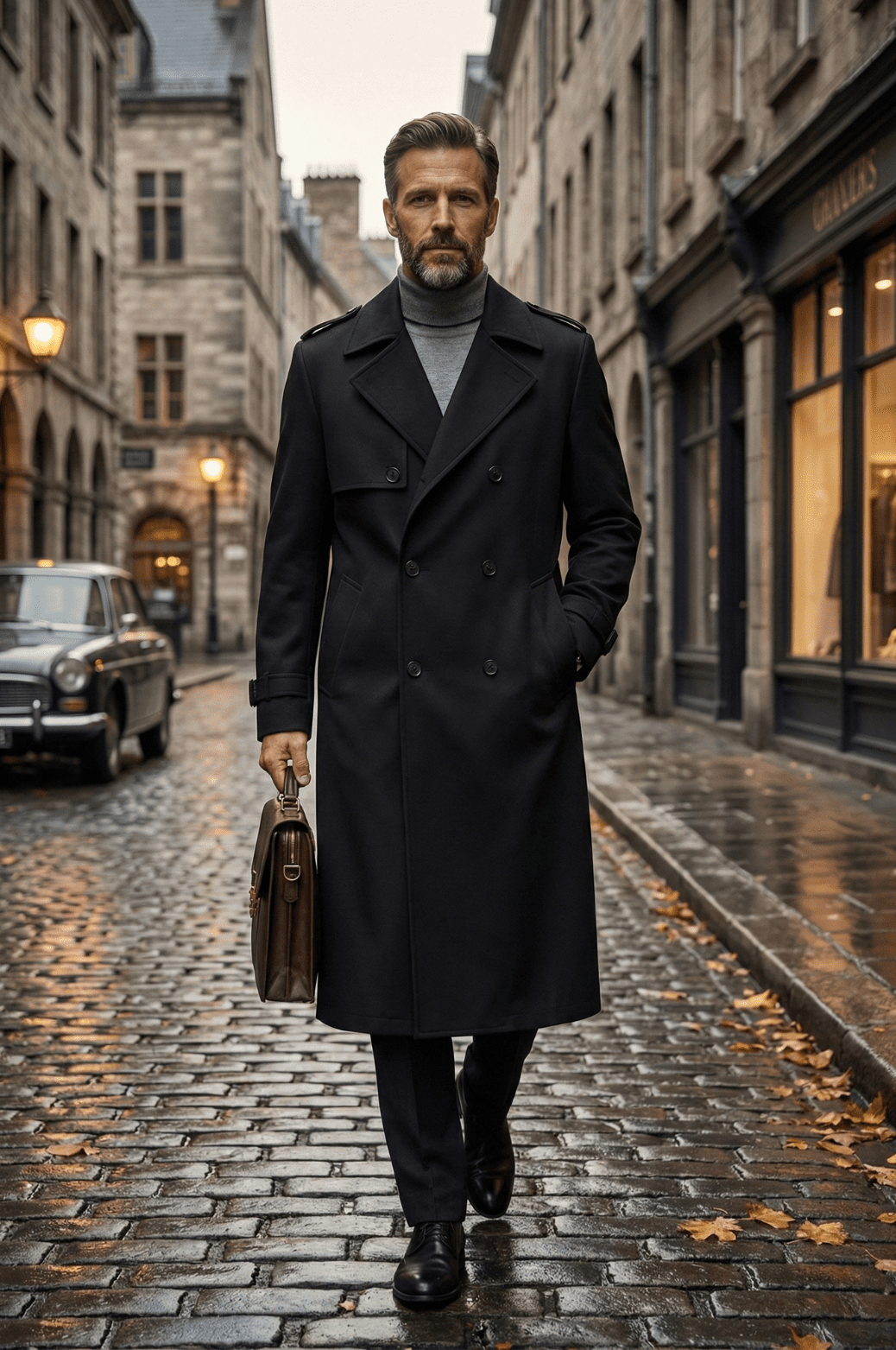 Men’s Extended - Length Trench Coat Windproof Business Style - The Crew