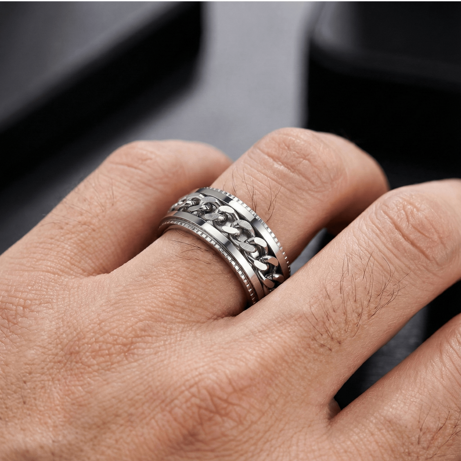 Rotatable Chain Ring for Men – Titanium Steel Spinner | The Crew - The Crew
