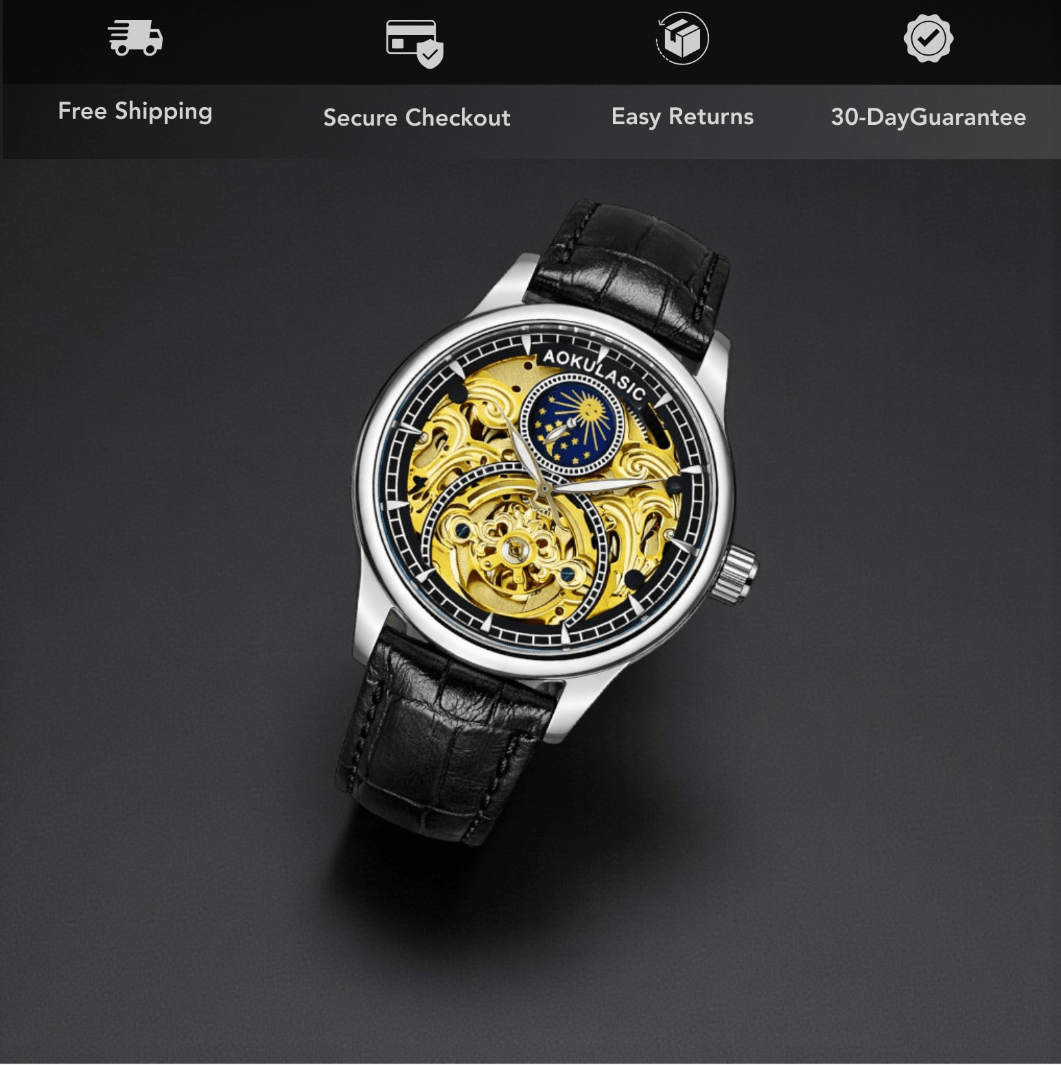 AOKULASIC Skeleton Tourbillon Watch for Men - The Crew