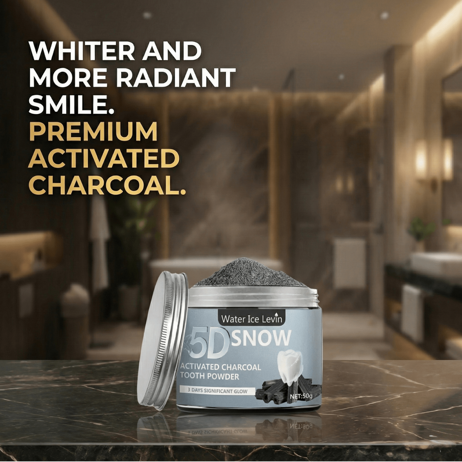 5D Bamboo Charcoal Teeth Whitening Powder Deep Clean - The Crew