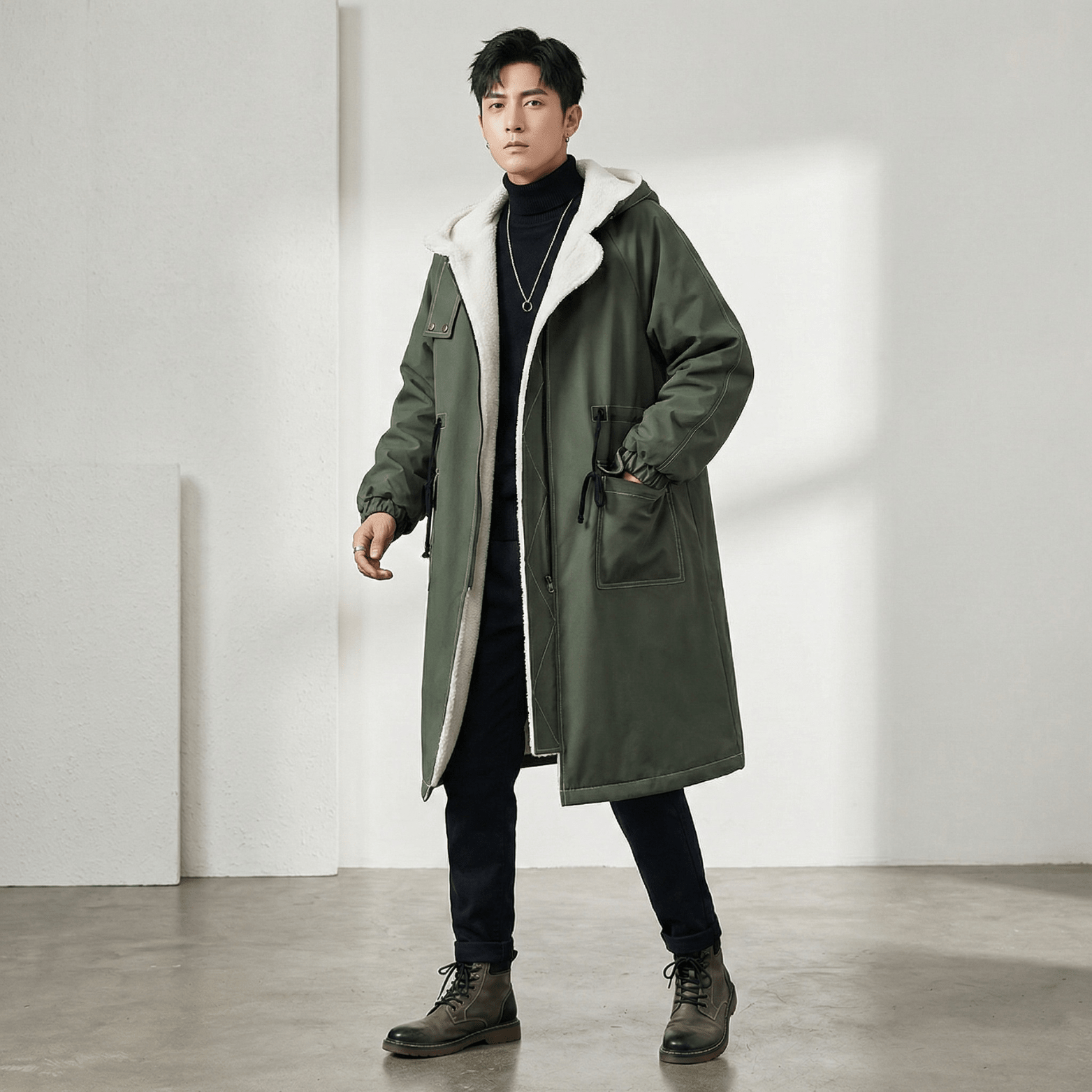 Korean Style Long Trench Coat for Men – Autumn Streetwear - The Crew