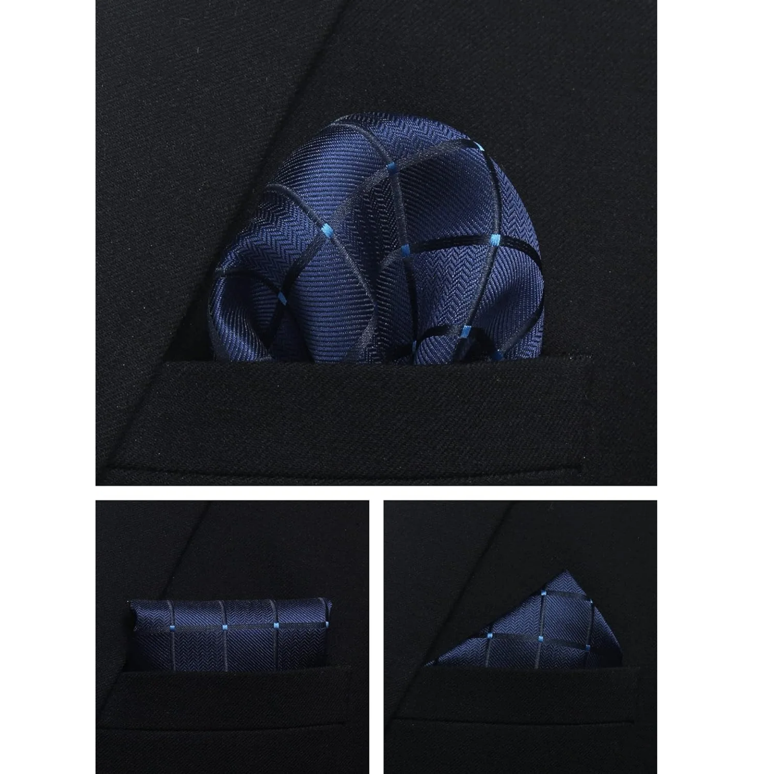 Navy tie and pocket square detail luxury set – The Crew