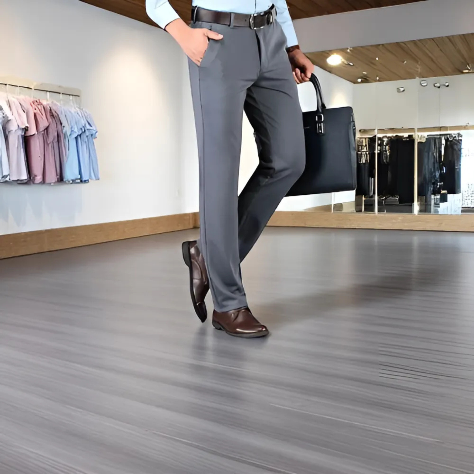 Side view men wearing Light Gray dress pants – The Crew