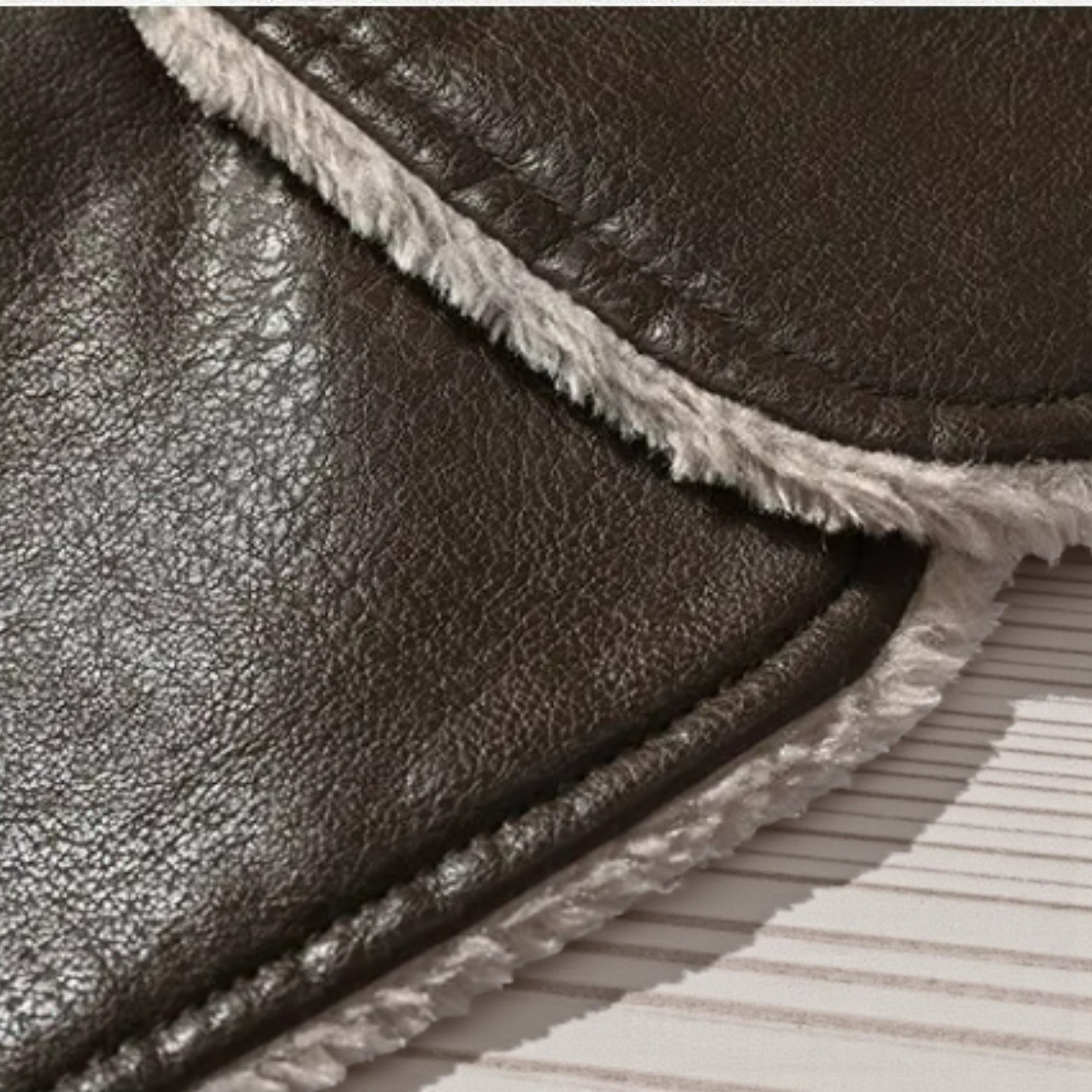 Faux Leather Jacket Stitching Close-Up – The Crew