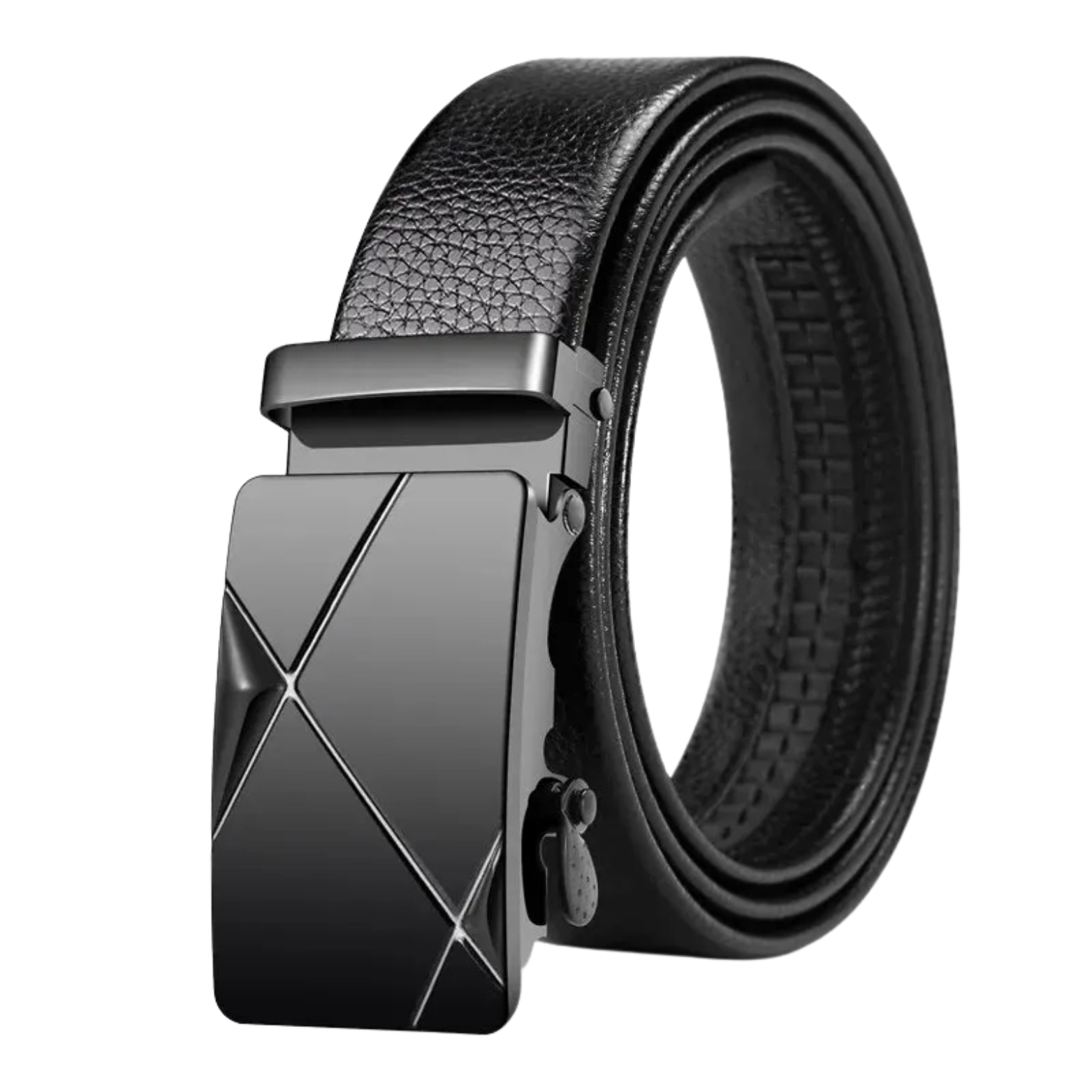 Men’s Black PU Leather Belt Metal Buckle – The Crew