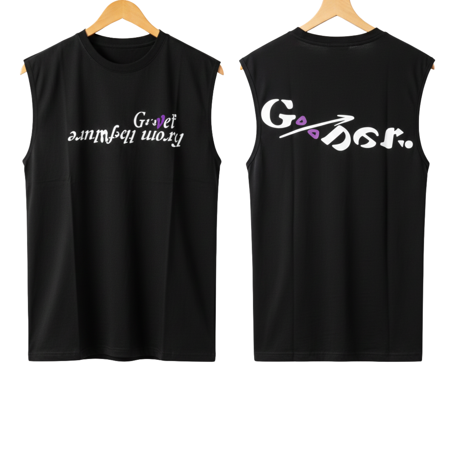 Men’s Black Sport Cotton Vest Graphic Print – The Crew