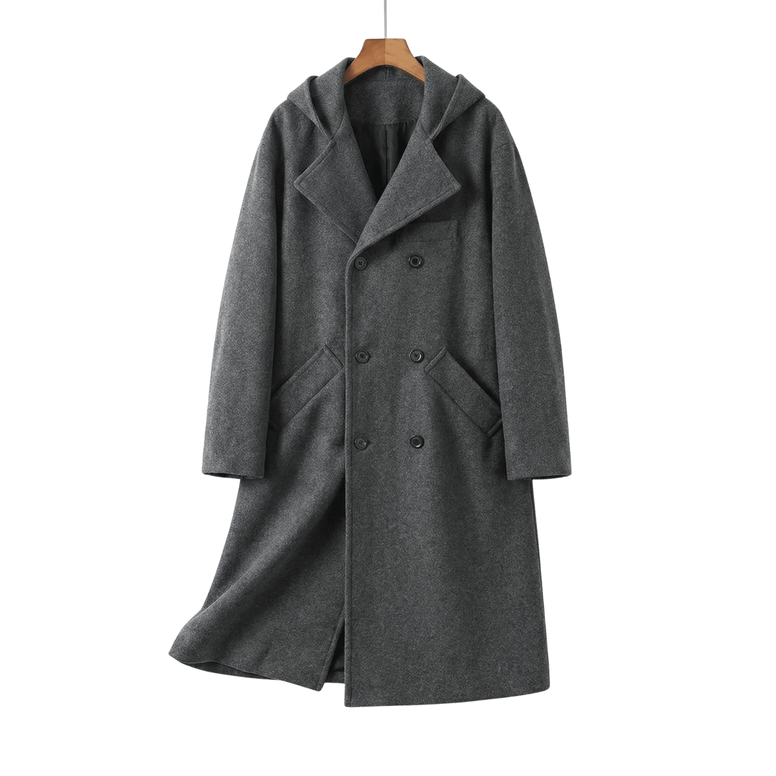Men’s Hooded Wool Trench Coat – Double Breasted Winter 2025 - The Crew
