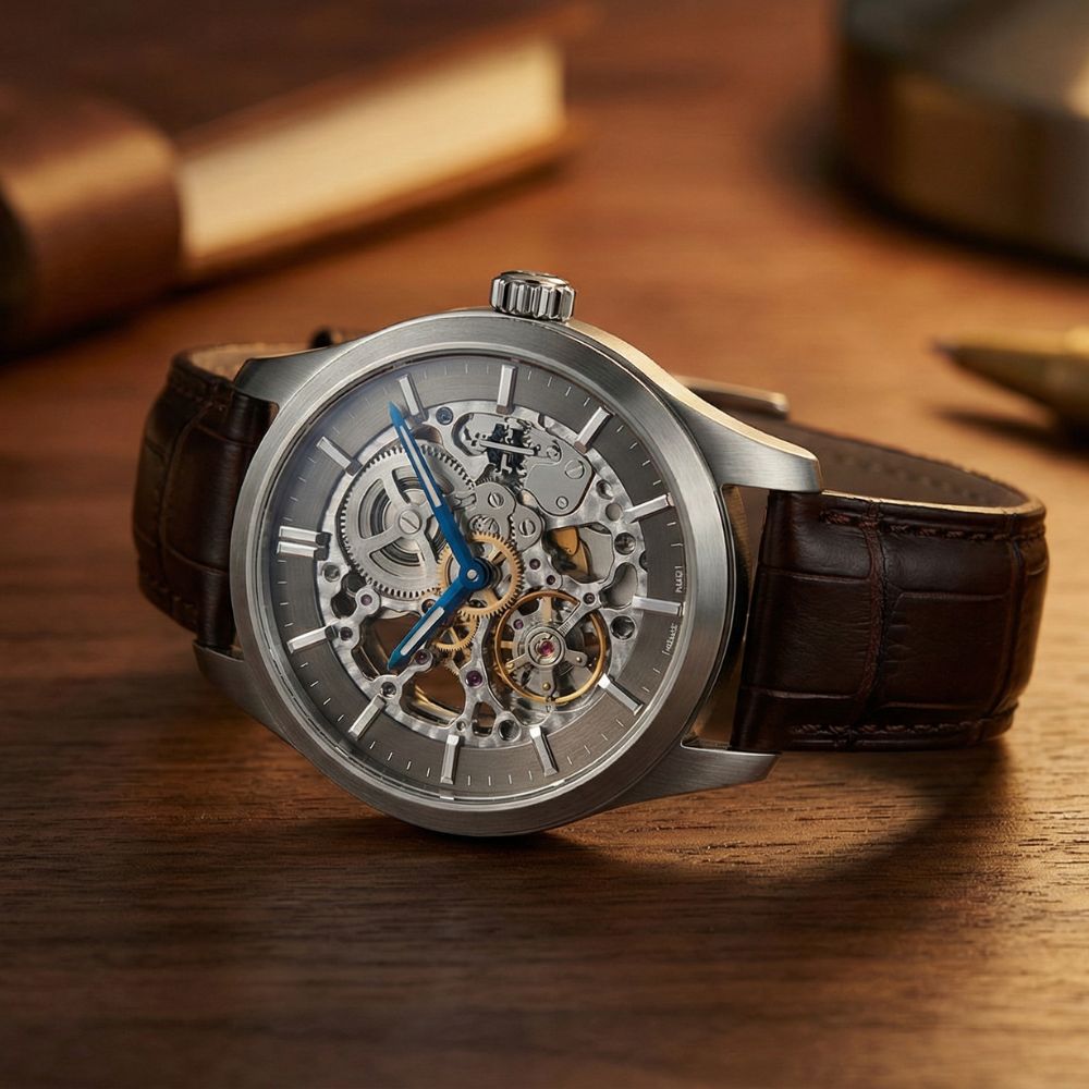 Luxury mechanical men’s watch showing classic craftsmanship and engineering.
