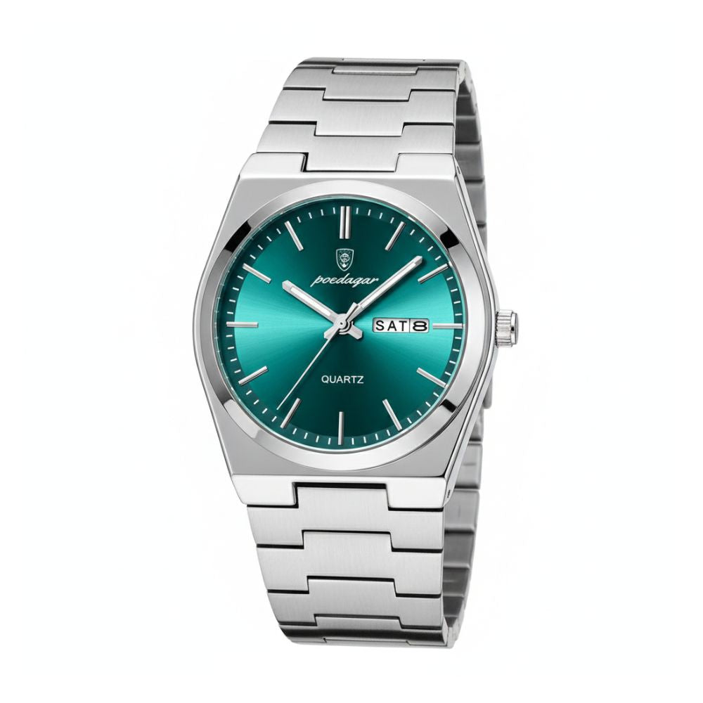 POEDAGAR 930 Luxury Casual Watch Green Dial Angle – The Crew